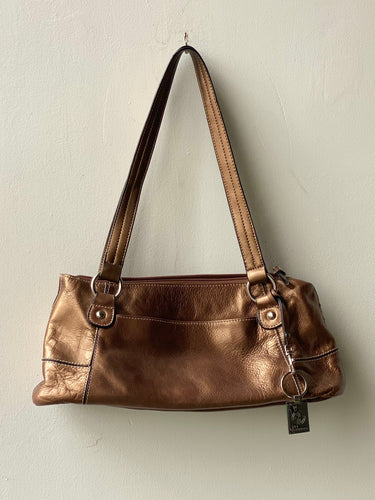 metallic leather shoulder bag