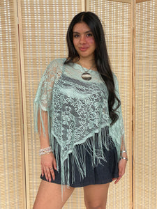 metallic knit poncho