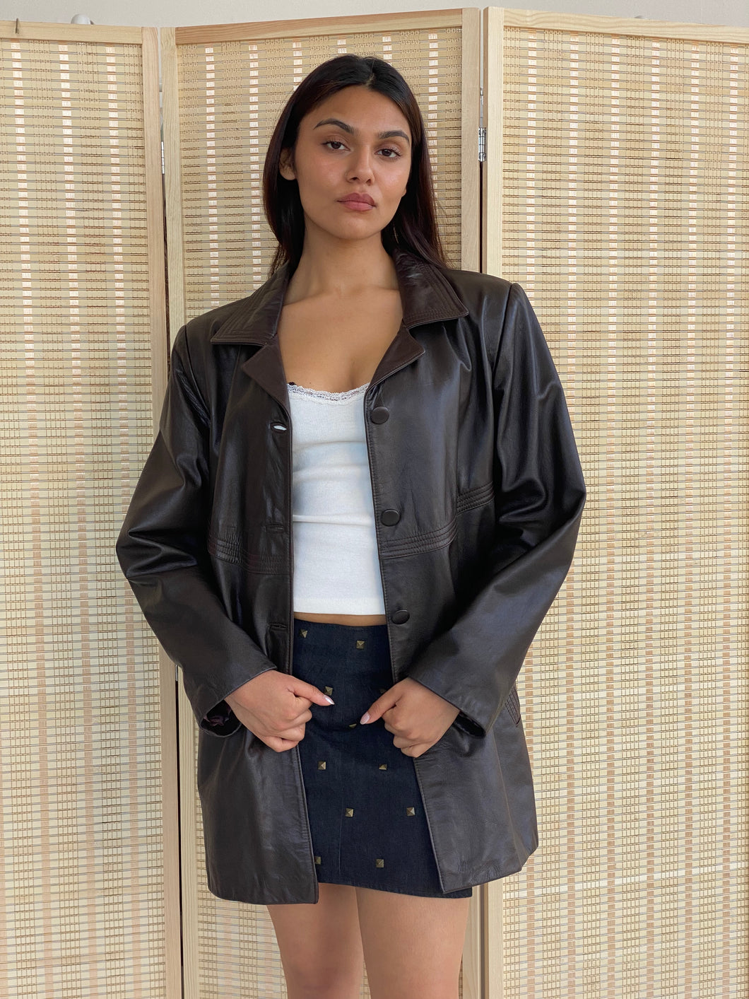 spanish brown leather trench