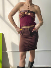 Load image into Gallery viewer, gia brown denim midi skirt (28 waist)