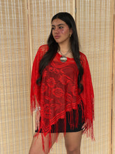 Load image into Gallery viewer, red flower poncho