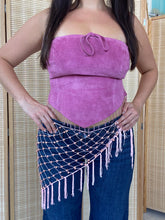 Load image into Gallery viewer, pink beaded tie belt (one size)