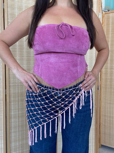 pink beaded tie belt (one size)