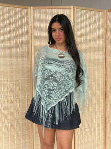 metallic knit poncho