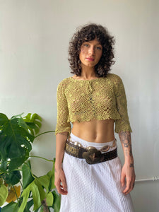 sage crochet top (small)