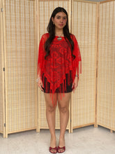 Load image into Gallery viewer, red flower poncho