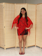 Load image into Gallery viewer, red flower poncho