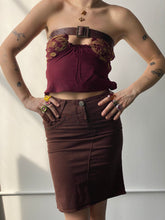 Load image into Gallery viewer, gia brown denim midi skirt (28 waist)