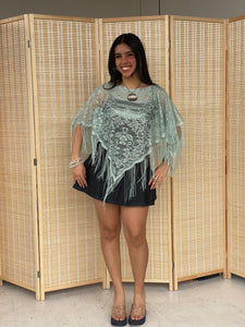 metallic knit poncho
