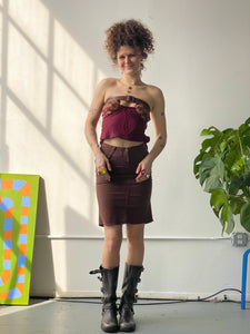 gia brown denim midi skirt (28 waist)