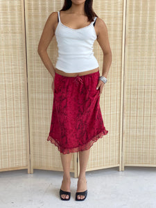 silk snakeskin midi skirt