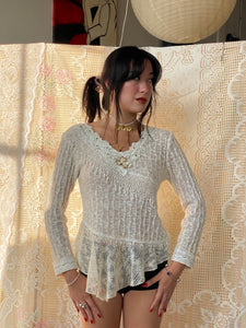 ivory lace knit top (s/m)