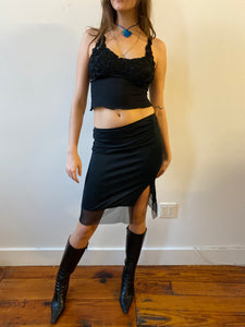 90s black slit skirt