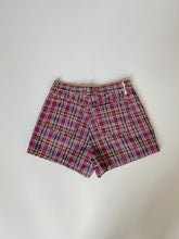 Load image into Gallery viewer, 80s plaid print denim shorts