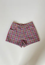 Load image into Gallery viewer, 80s plaid print denim shorts