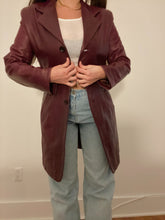 Load image into Gallery viewer, 90s eggplant leather trench