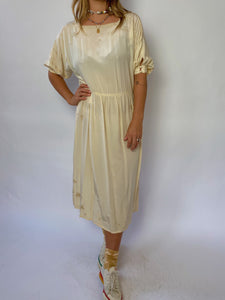 70s silk prairie dress