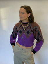 Load image into Gallery viewer, 80s diamond cropped sweater