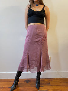 90s lilac wine midi skirt