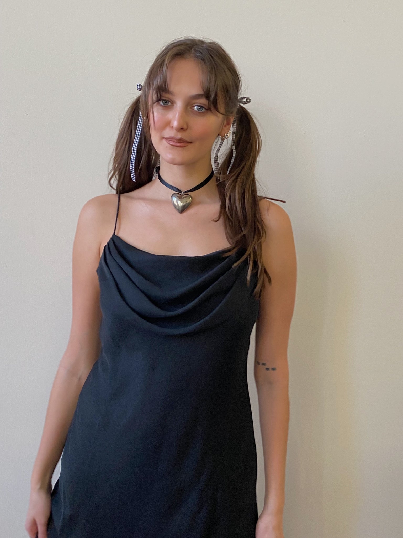 90s cowl neck dress Vintage 90s Aubergine Cowl Neck Dress With Scarf Call Me The Breeze