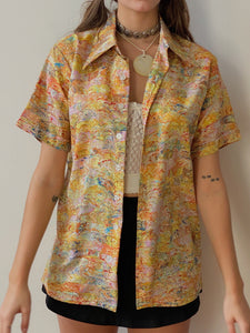 70s watercolor disco shirt