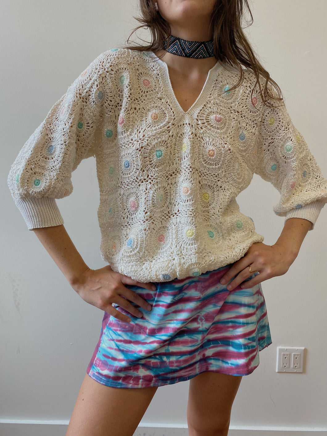 pastel crochet sweater