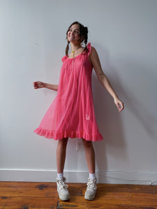 60s pink ruffle dress