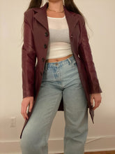 Load image into Gallery viewer, 90s eggplant leather trench